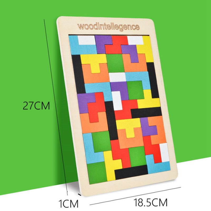 Rainbow Grid Wooden Geometric Tangram Puzzle