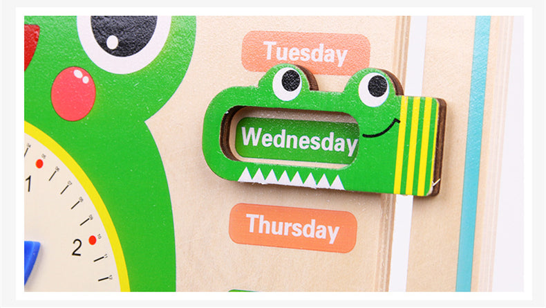 Little Time Explorer: 7-in-1 Interactive Wooden Frog Calendar & Weather Clock