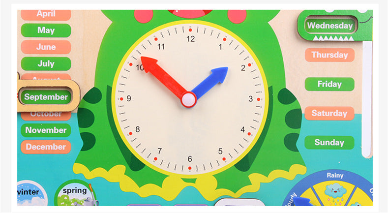 Little Time Explorer: 7-in-1 Interactive Wooden Frog Calendar & Weather Clock
