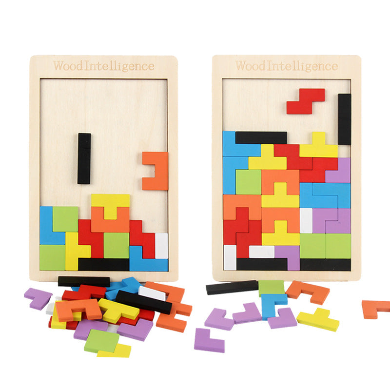 Rainbow Grid  Wooden Geometric Tangram Puzzle