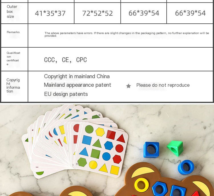 Bear Express: Montessori Shape Matching Speed Battle Board Game
