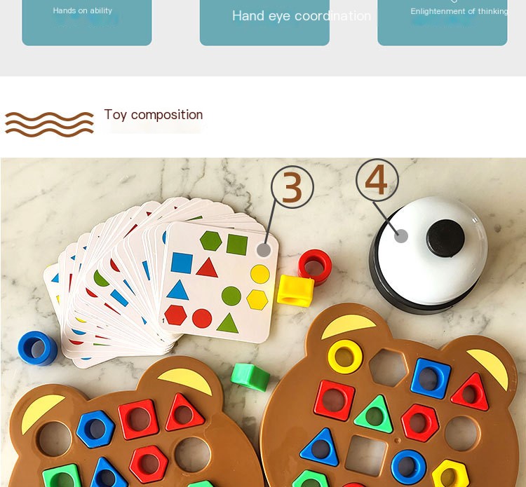 Bear Express: Montessori Shape Matching Speed Battle Board Game