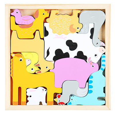 Ocean Kingdom: Wooden Interlocking Animal Tangram Puzzle