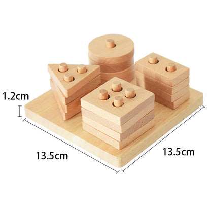 Pure Nature: Montessori Beechwood Geometric Shape Sorting & Stacking Board