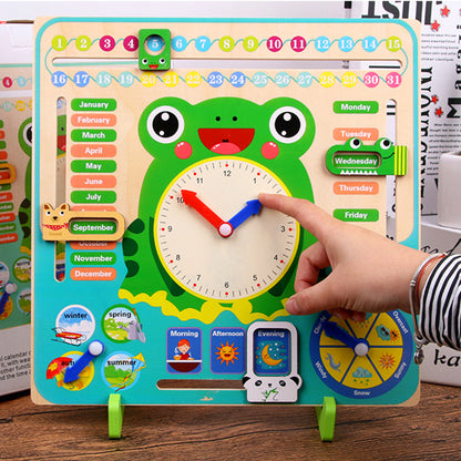 Little Time Explorer: 7-in-1 Interactive Wooden Frog Calendar & Weather Clock