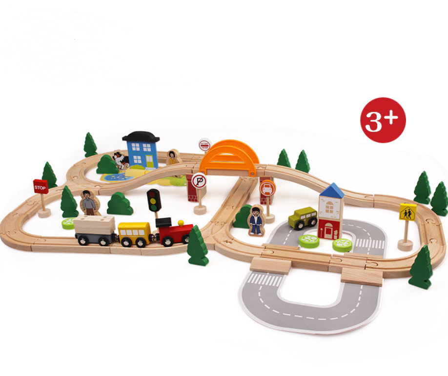 Grand Journey  78-Piece Wooden Train & City Railway Adventure Set