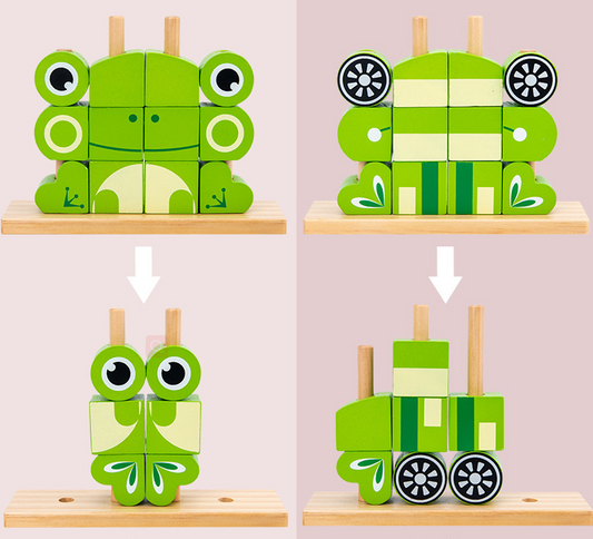 Forest Friends  Wooden Stacking & Animal Matching Puzzle Set