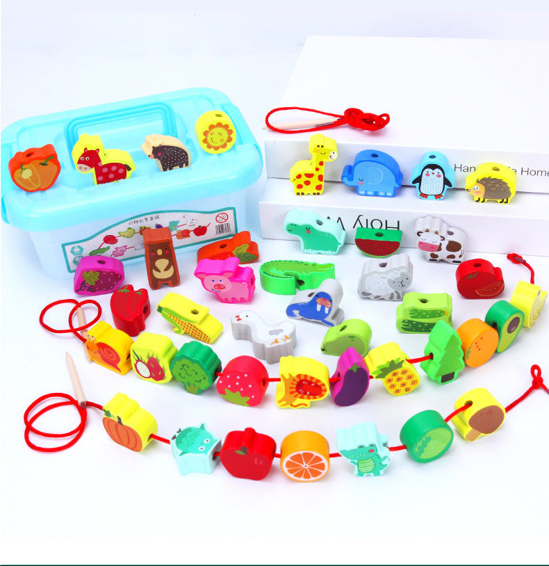 Tiny Crafter Wooden Animal & Fruit Lacing Beads Se