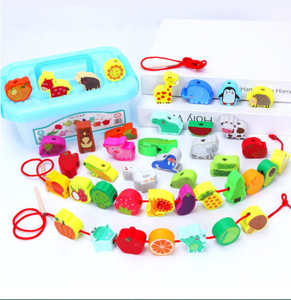 Tiny Crafter Wooden Animal & Fruit Lacing Beads Se