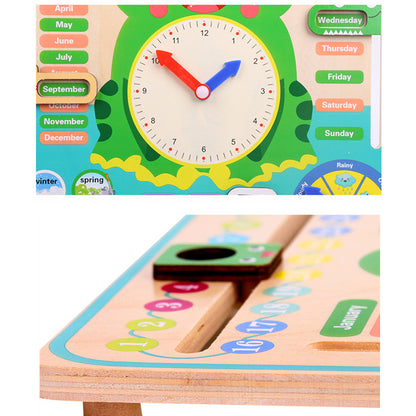 Little Time Explorer: 7-in-1 Interactive Wooden Frog Calendar & Weather Clock