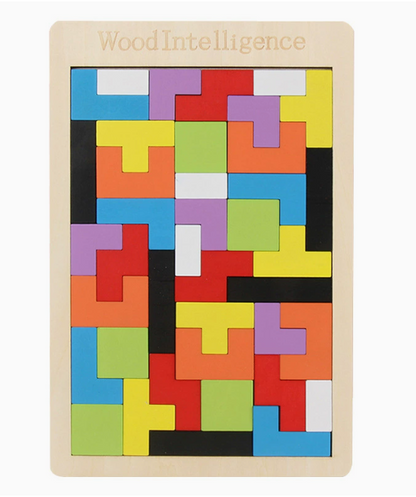 Rainbow Grid  Wooden Geometric Tangram Puzzle
