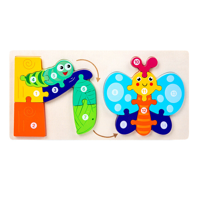Tierwachstum und Metamorphose: Lebensreise Holzpuzzle