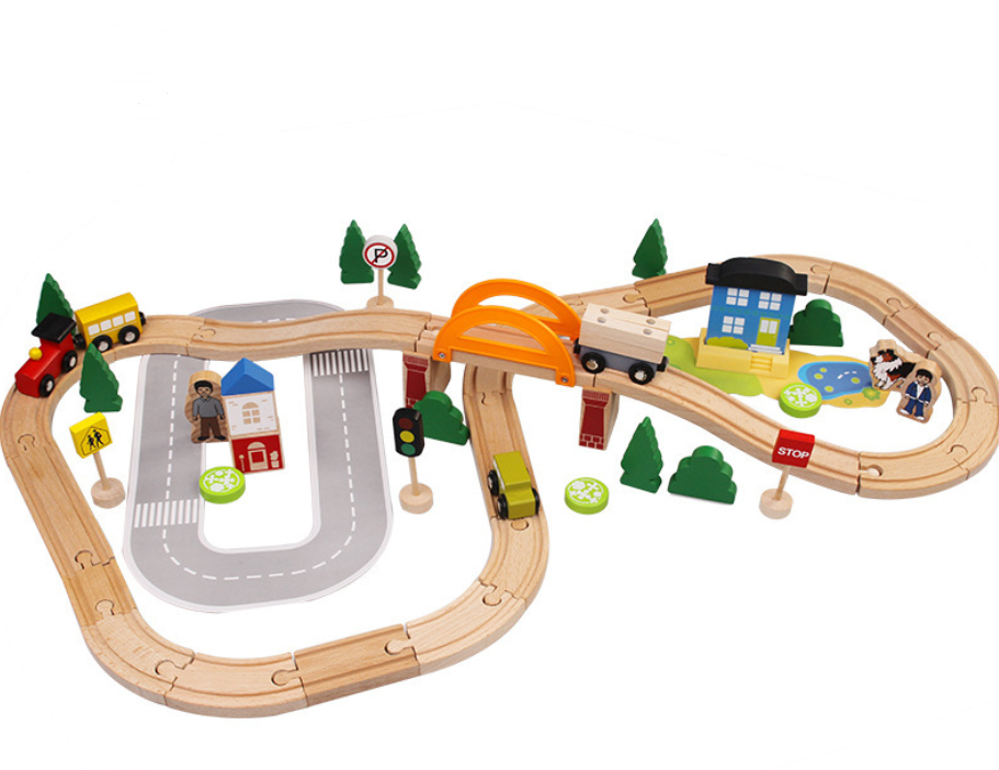 Grand Journey  78-Piece Wooden Train & City Railway Adventure Set