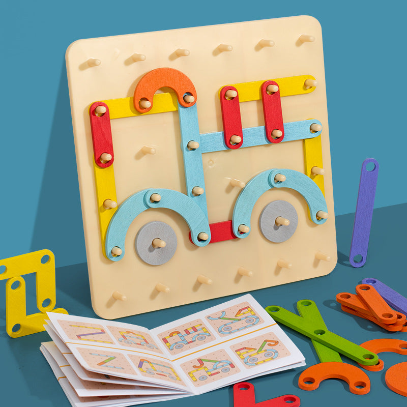 WonderBuilder: Montessori Letter, Number & Shape Pegboard Set