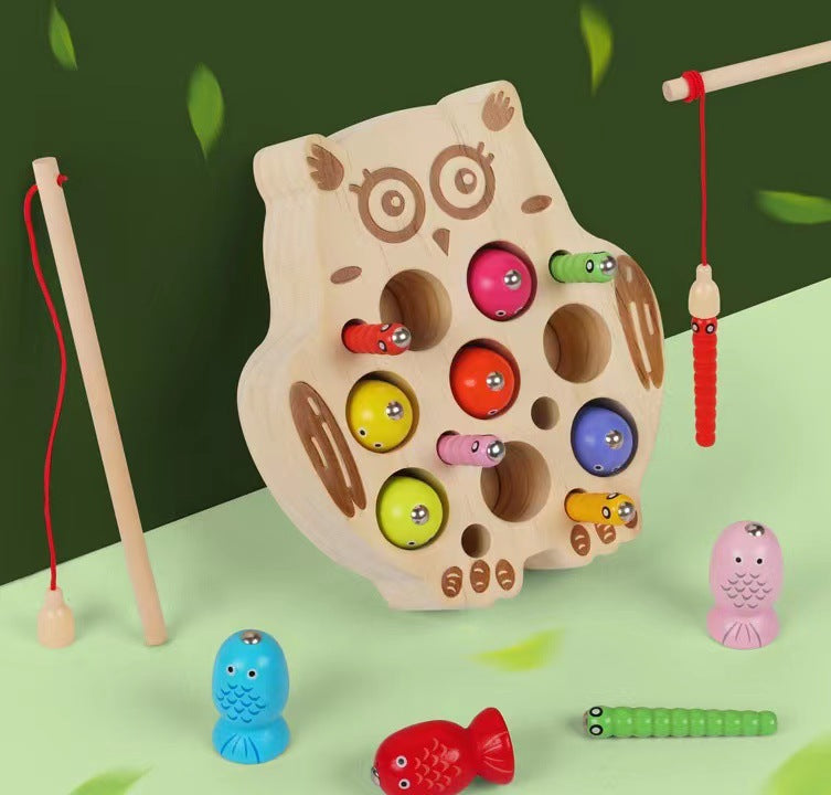 Kleiner Fisher Holz-Magnetspiel Fütterungsspiel Katze & Tier