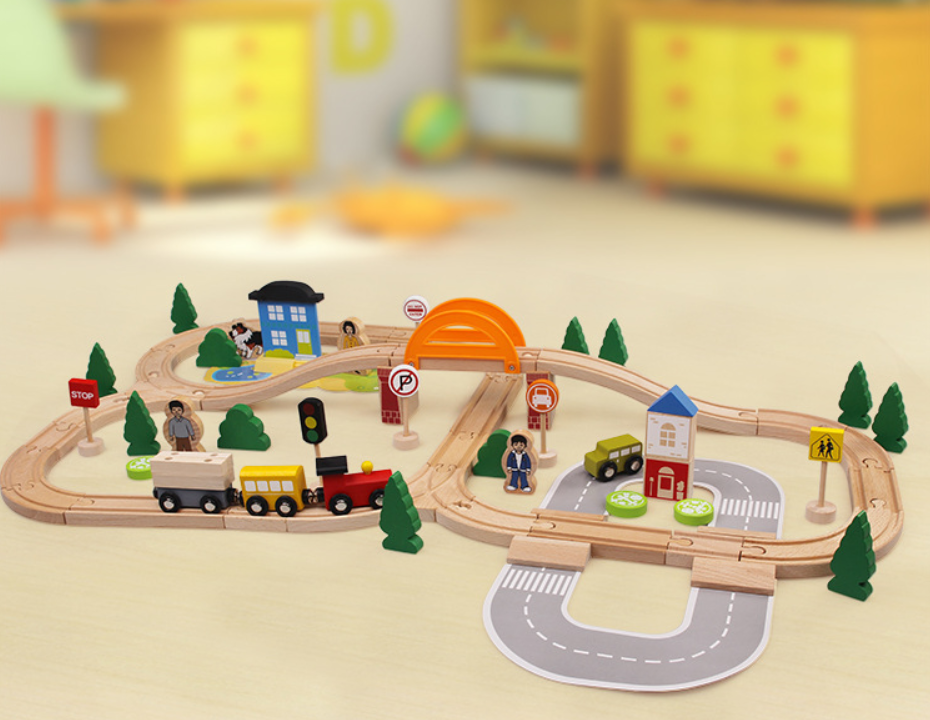 Grand Journey  78-Piece Wooden Train & City Railway Adventure Set