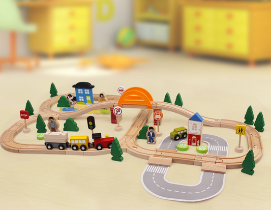 Grand Journey  78-Piece Wooden Train & City Railway Adventure Set