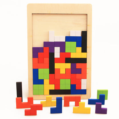 Rainbow Grid  Wooden Geometric Tangram Puzzle