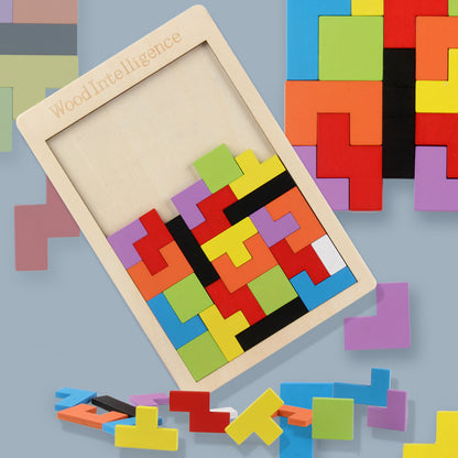 Rainbow Grid  Wooden Geometric Tangram Puzzle
