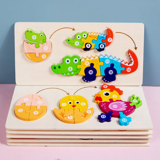 Life Journey Animal Growth & Metamorphosis Wooden Puzzle Board