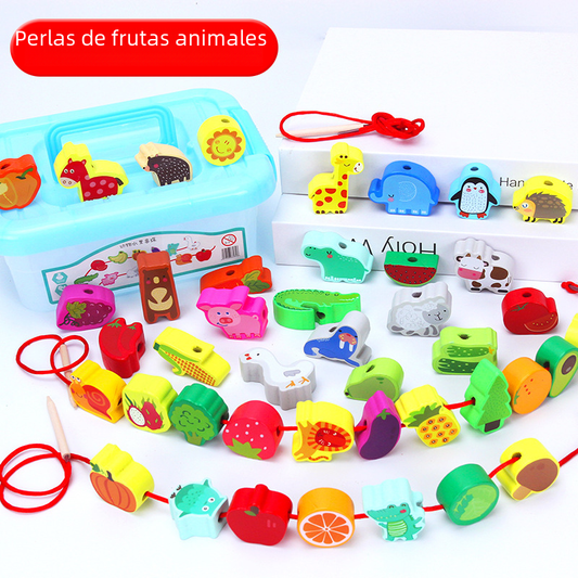Tiny Crafter Wooden Animal & Fruit Lacing Beads Se