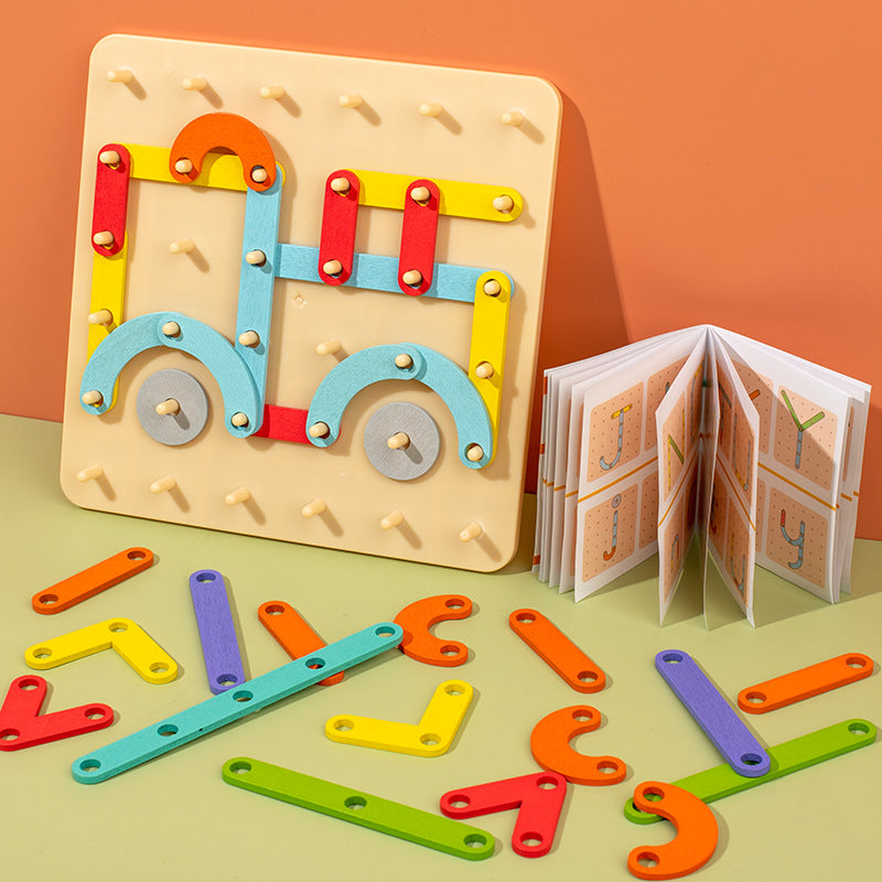 WonderBuilder: Montessori Letter, Number & Shape Pegboard Set